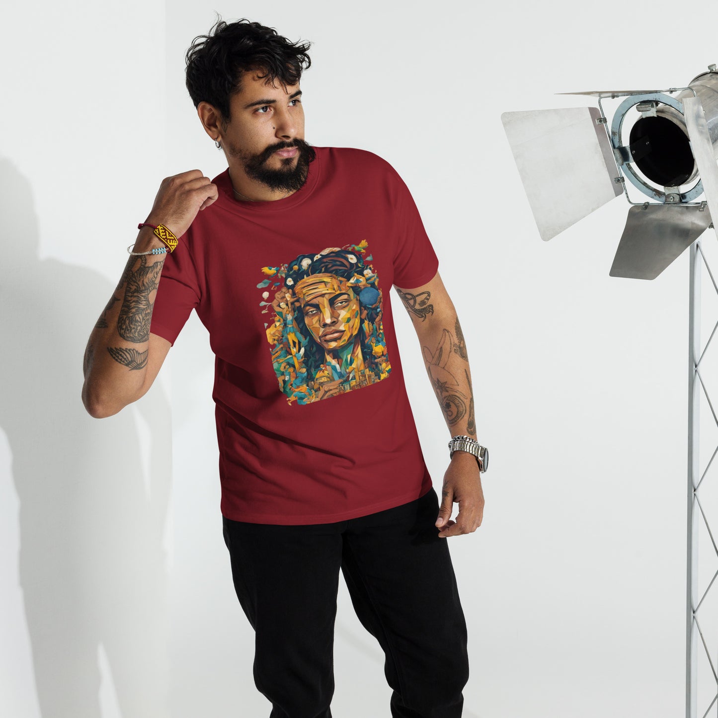 Men’s premium heavyweight tee / Native American fashion AI T-Shirt