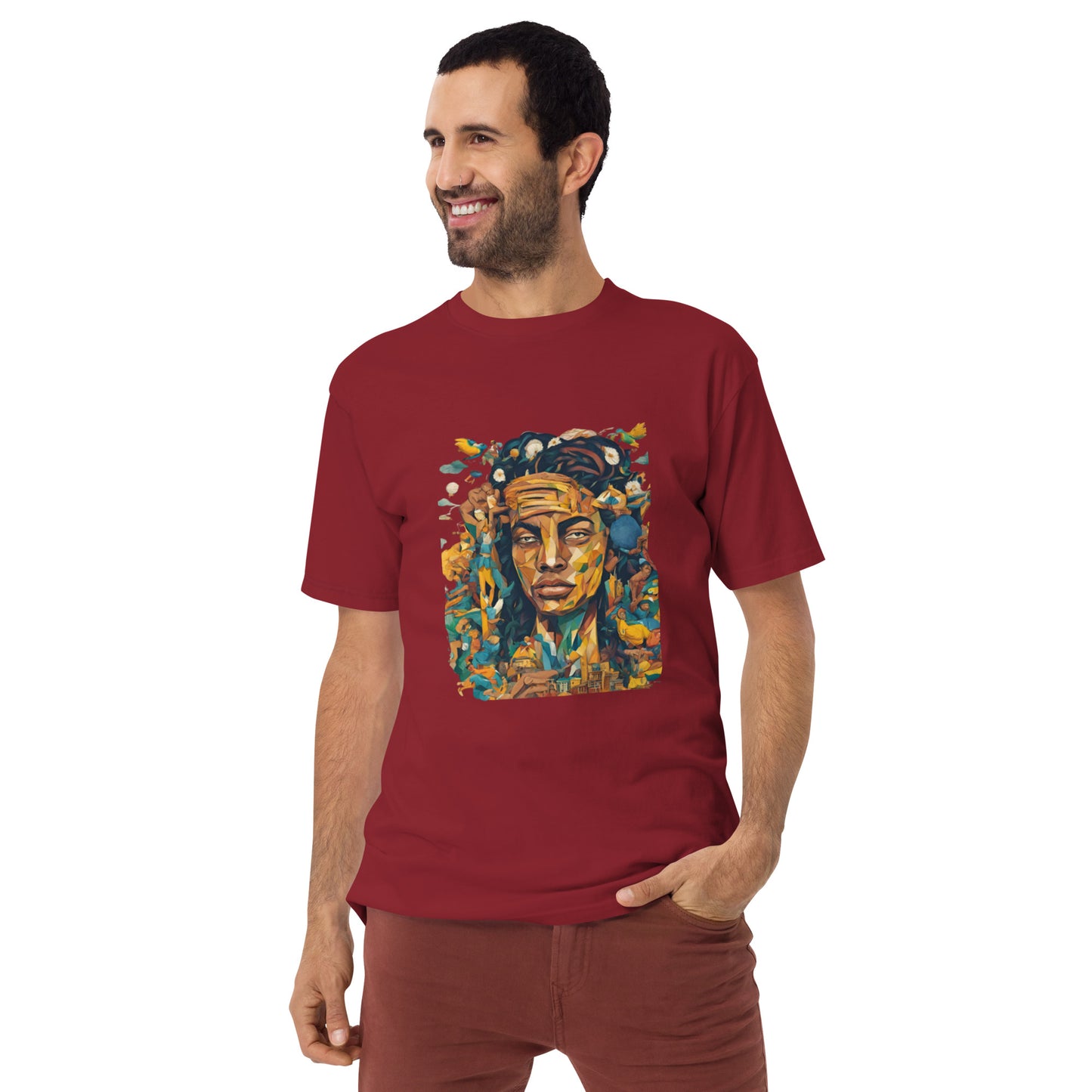 Men’s premium heavyweight tee / Native American fashion AI T-Shirt