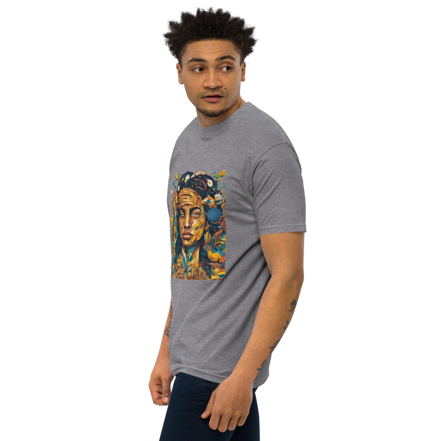 Men’s premium heavyweight tee / Native American fashion AI T-Shirt