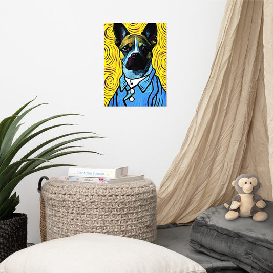 Photo paper poster with German shepherd & Van Gogh background