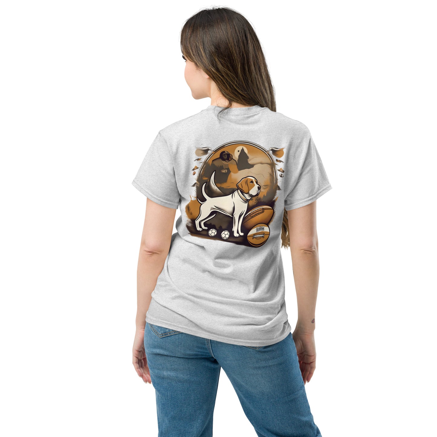 Unisex classic tee / Dog and Football shirt / AI created Shirt