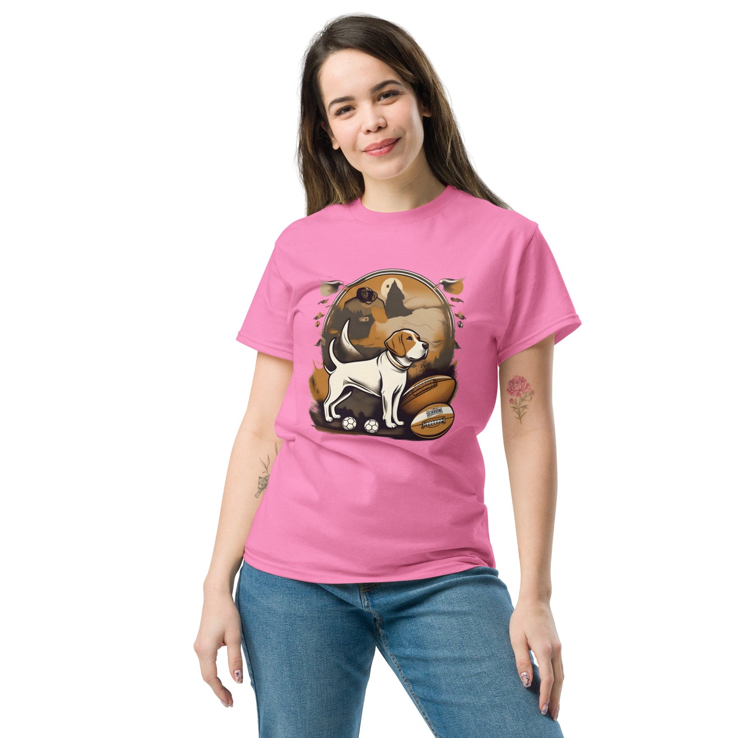 Unisex classic tee / Dog and Football shirt / AI created Shirt