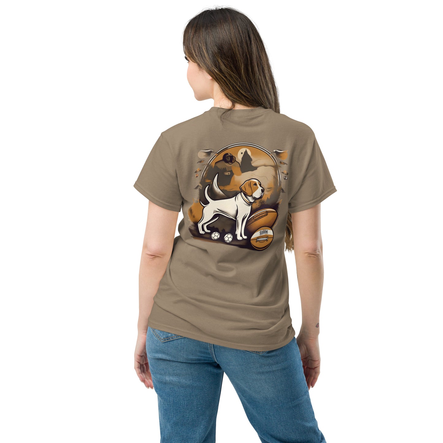 Unisex classic tee / Dog and Football shirt / AI created Shirt