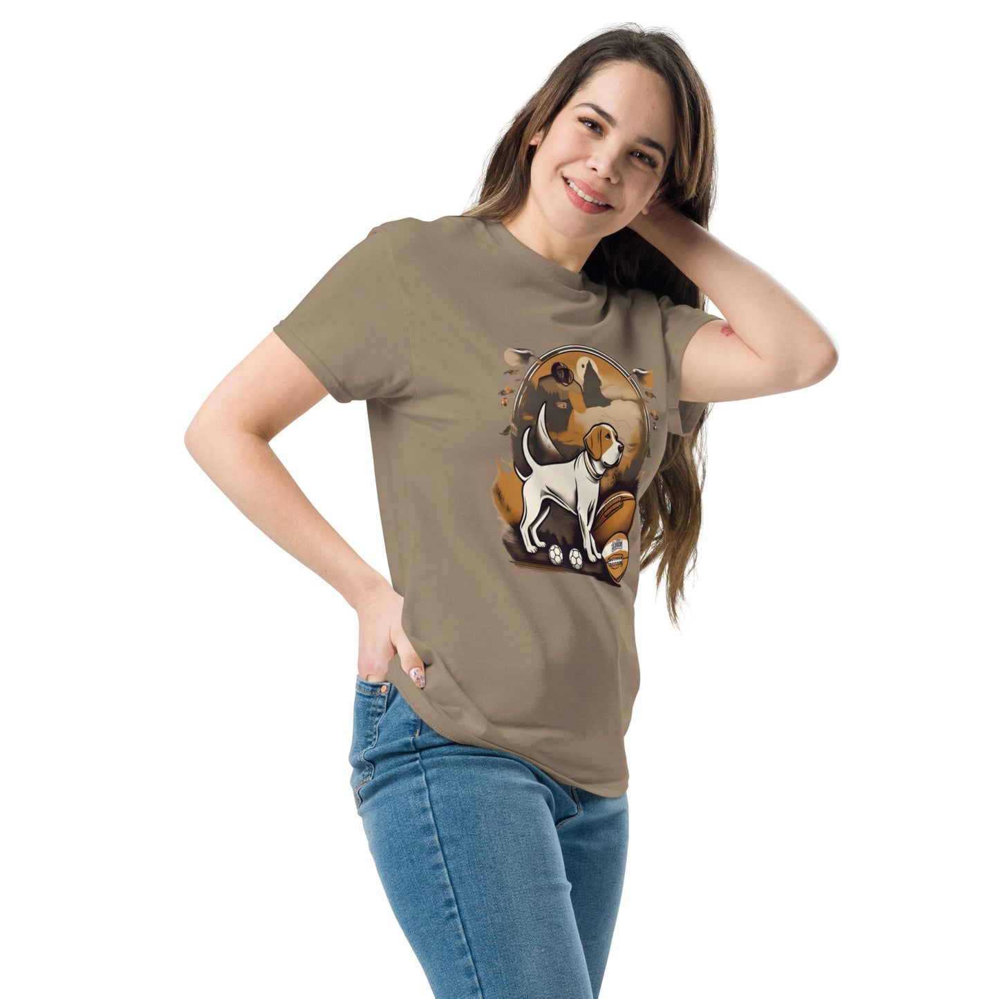 Unisex classic tee / Dog and Football shirt / AI created Shirt