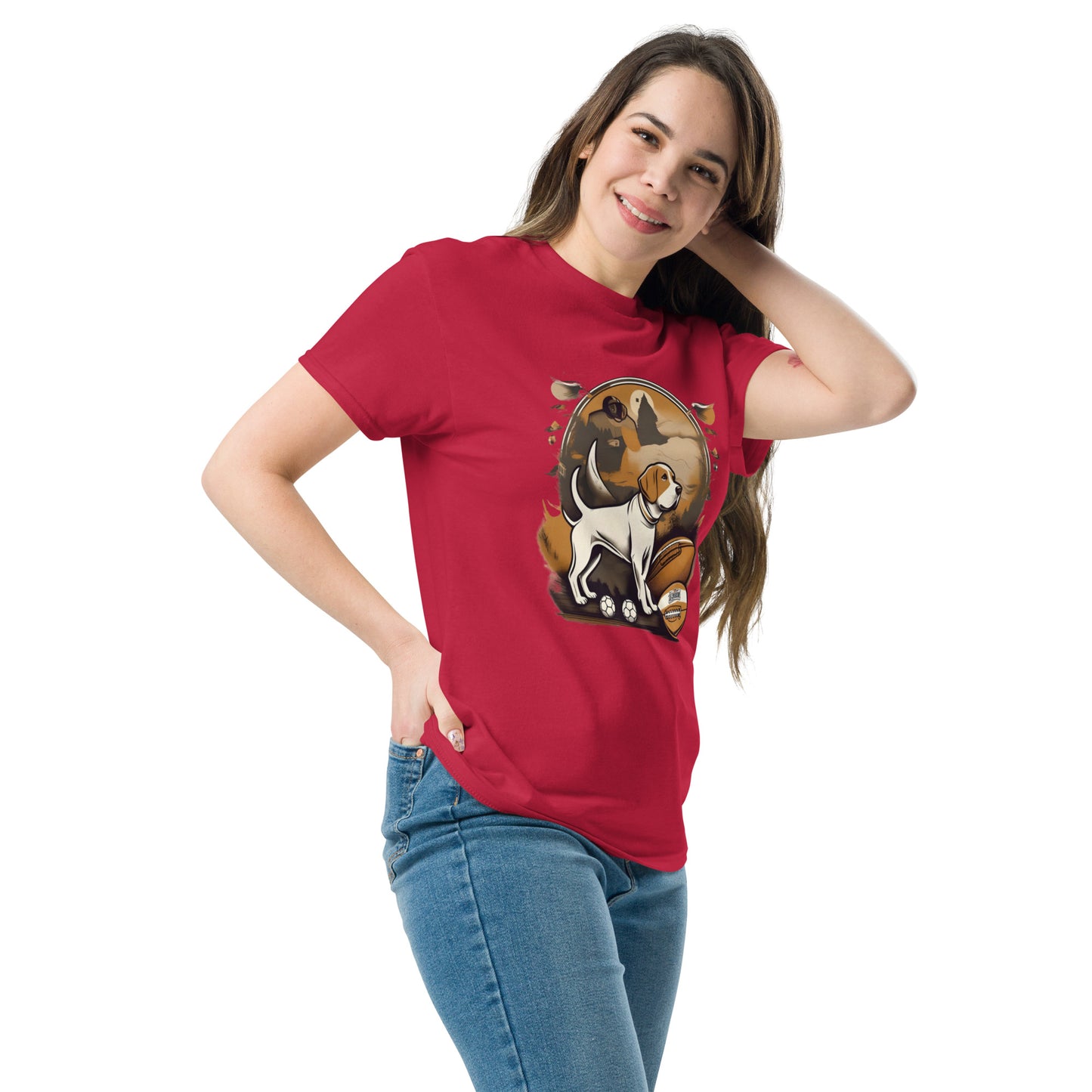 Unisex classic tee / Dog and Football shirt / AI created Shirt