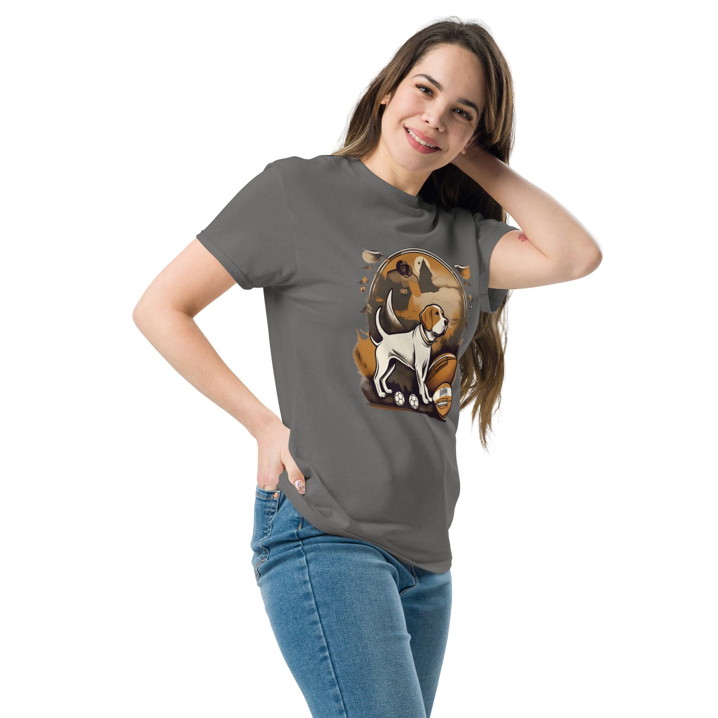 Unisex classic tee / Dog and Football shirt / AI created Shirt