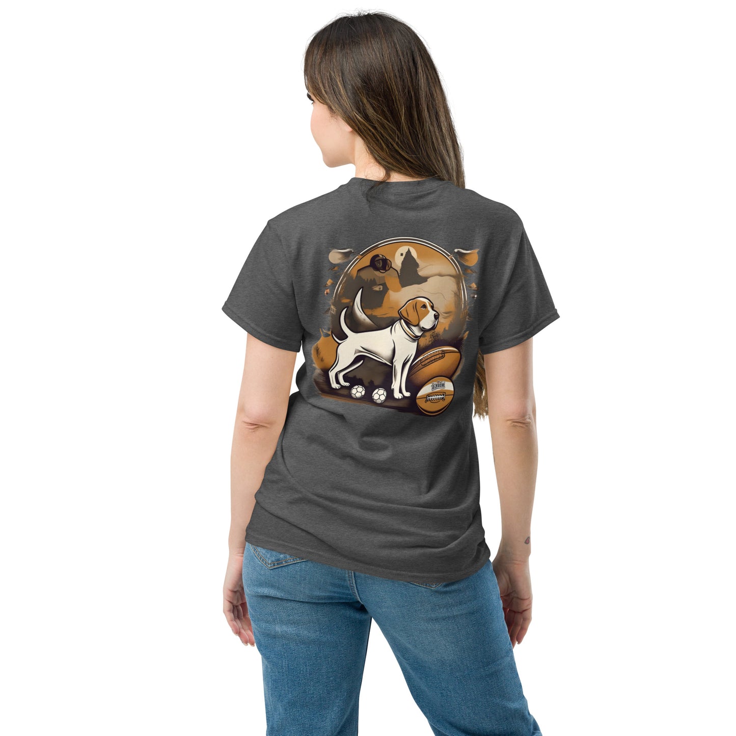 Unisex classic tee / Dog and Football shirt / AI created Shirt