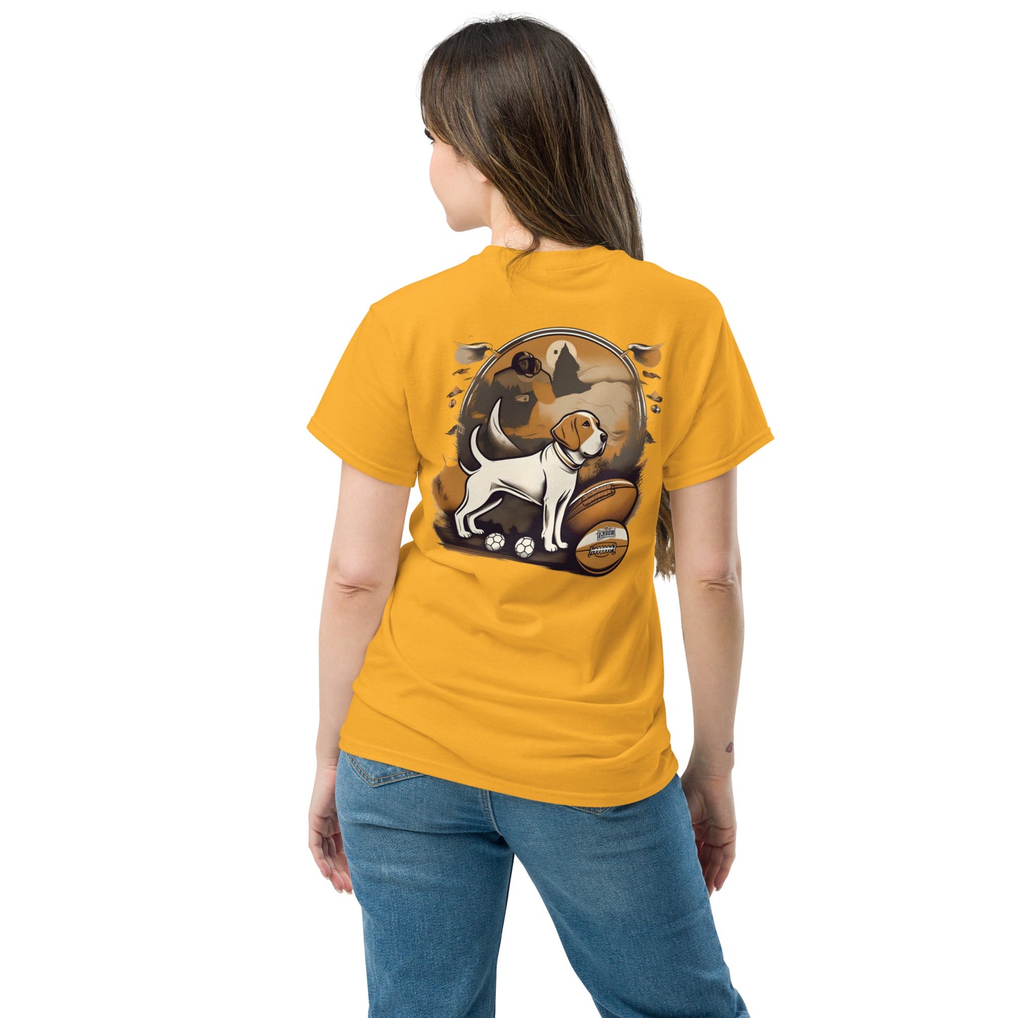 Unisex classic tee / Dog and Football shirt / AI created Shirt