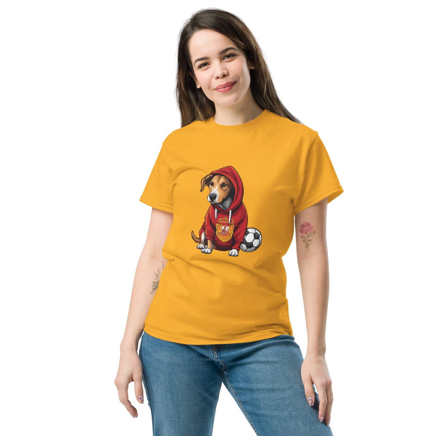 Unisex classic tee / Dog lover Shirt / Football shirt / AI created 07/24 / T-Shirt for Spain Footbal fans