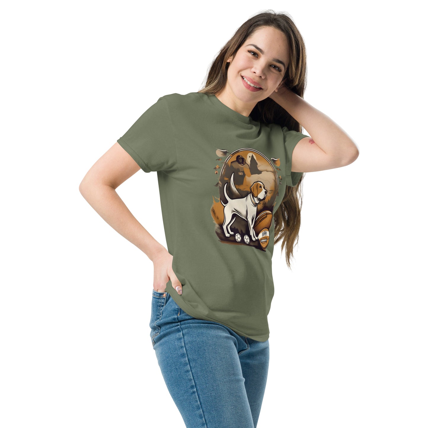 Unisex classic tee / Dog and Football shirt / AI created Shirt