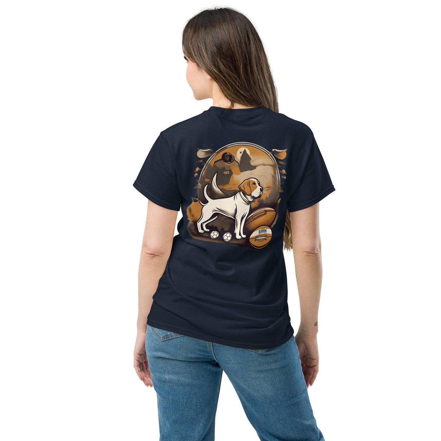 Unisex classic tee / Dog and Football shirt / AI created Shirt