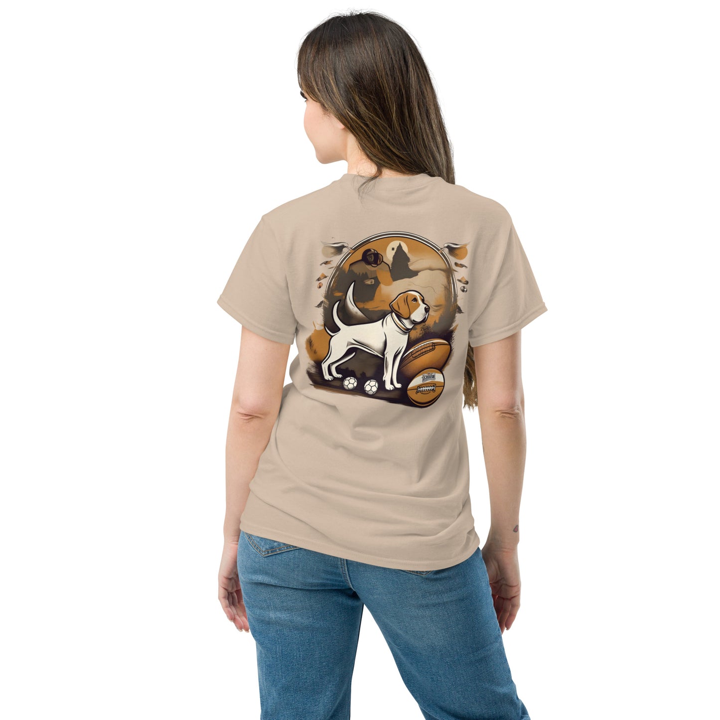 Unisex classic tee / Dog and Football shirt / AI created Shirt