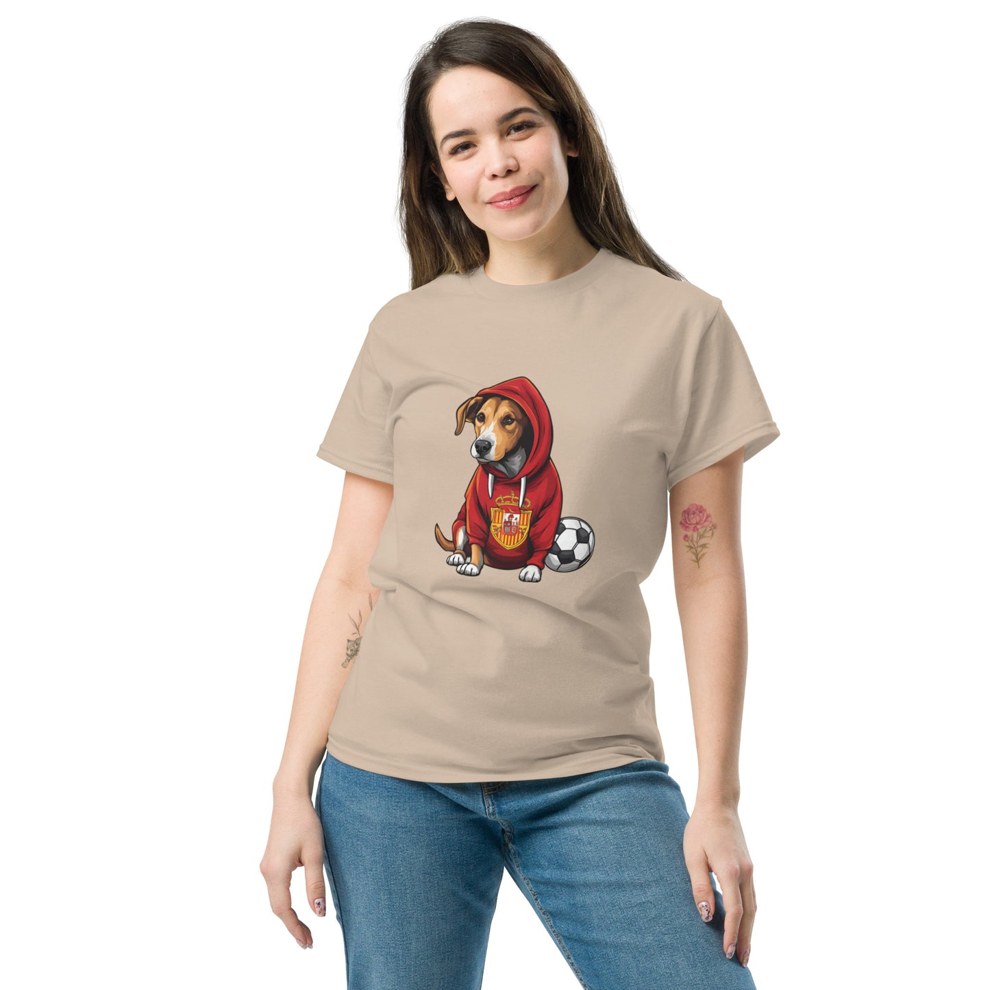 Unisex classic tee / Dog lover Shirt / Football shirt / AI created 07/24 / T-Shirt for Spain Footbal fans