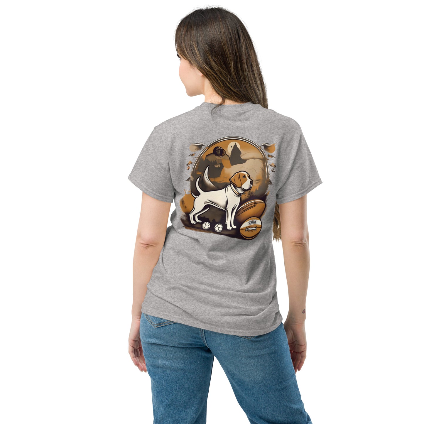 Unisex classic tee / Dog and Football shirt / AI created Shirt