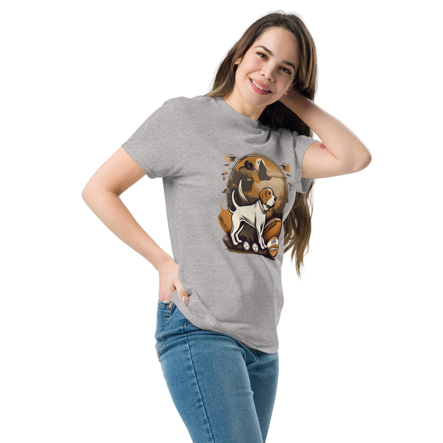 Unisex classic tee / Dog and Football shirt / AI created Shirt