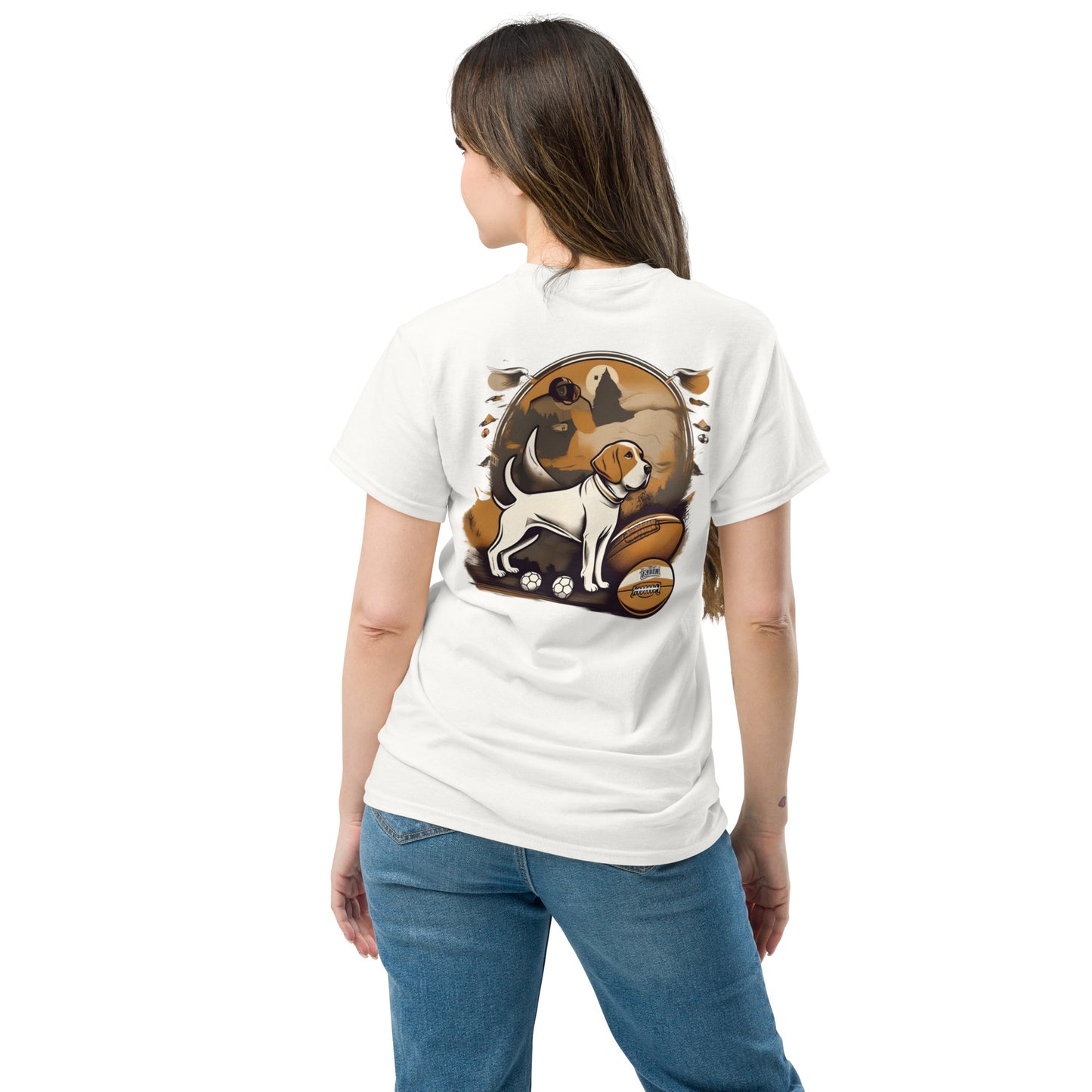 Unisex classic tee / Dog and Football shirt / AI created Shirt