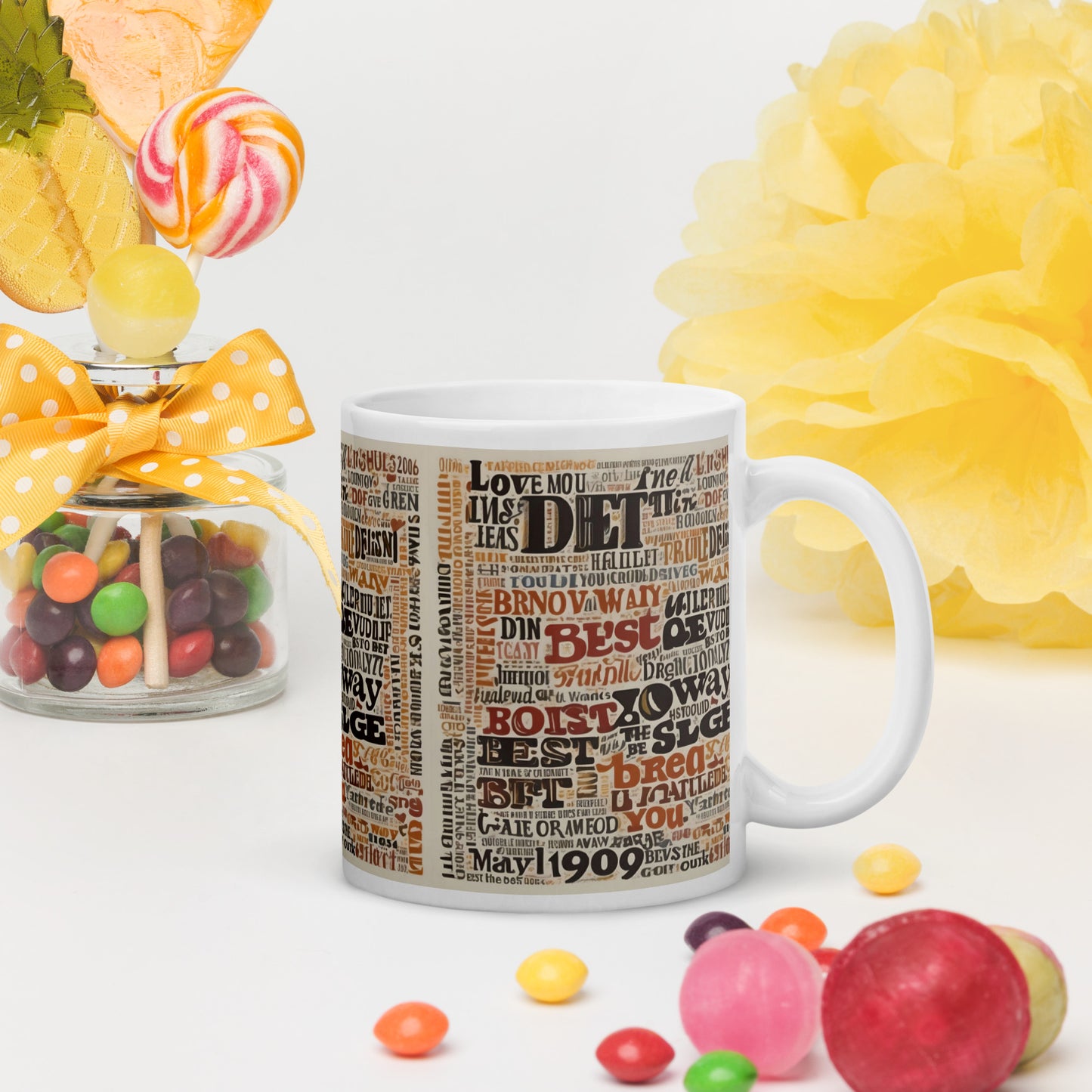 White glossy mug / Christmas gift / Mug cool text design