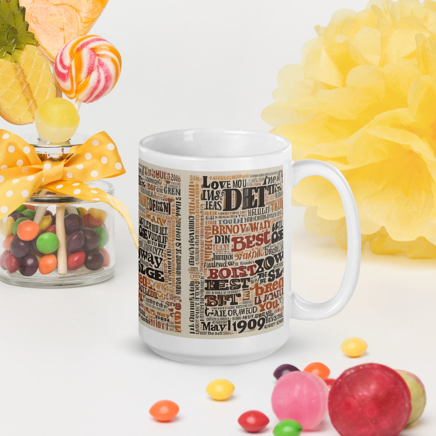 White glossy mug / Christmas gift / Mug cool text design