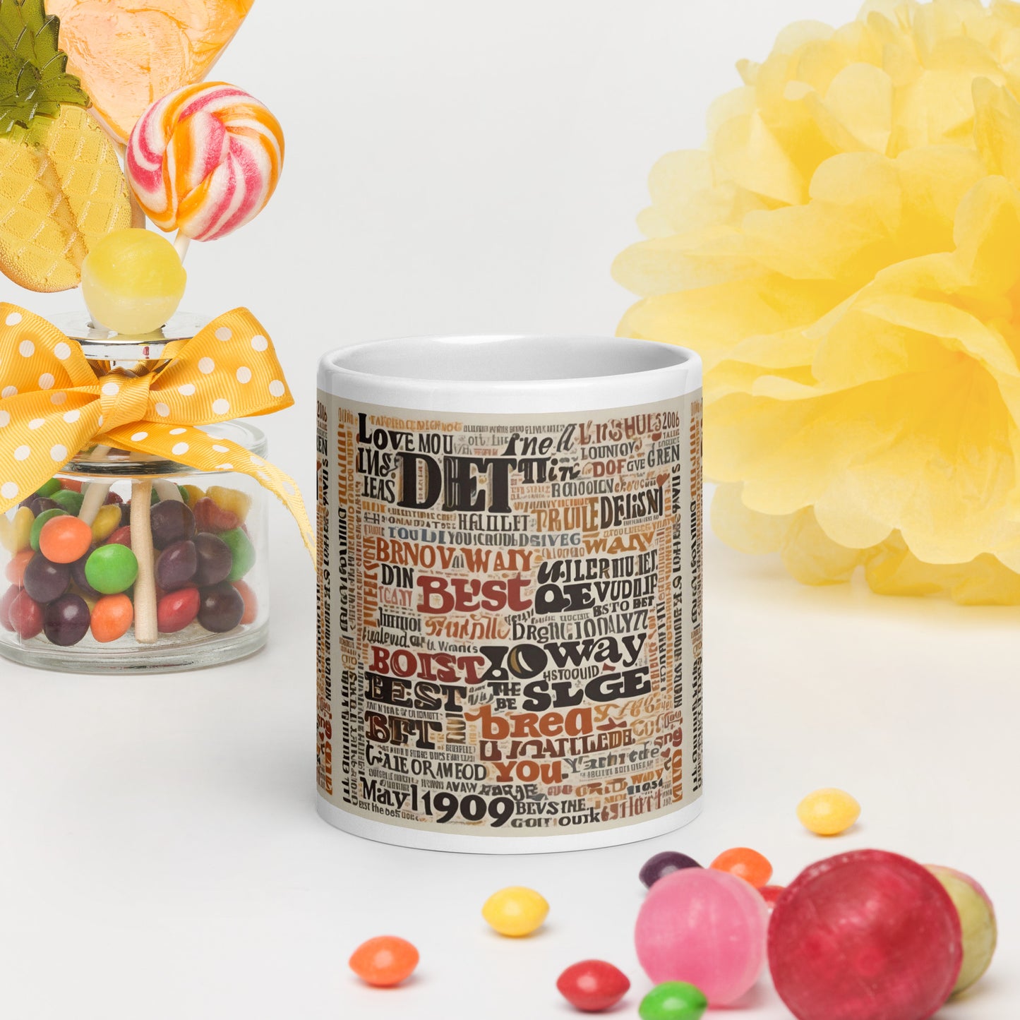 White glossy mug / Christmas gift / Mug cool text design