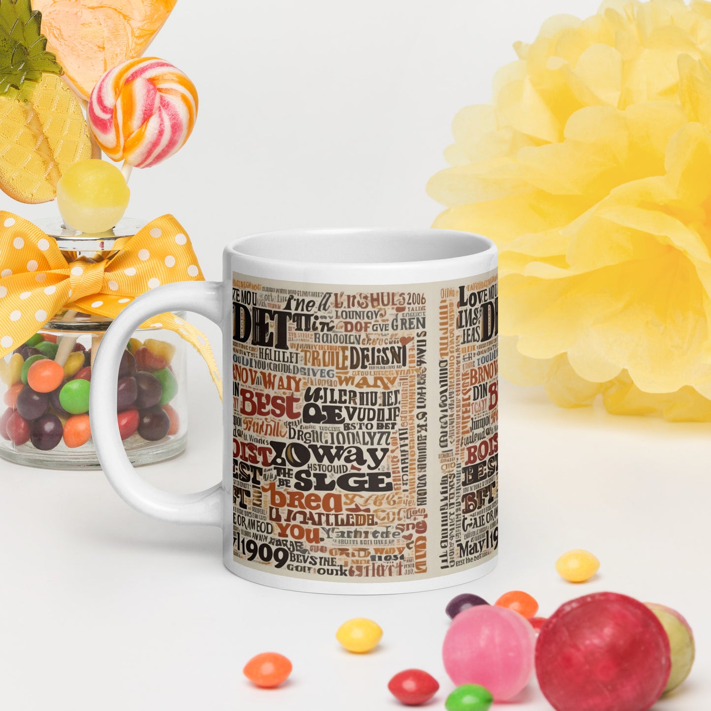 White glossy mug / Christmas gift / Mug cool text design