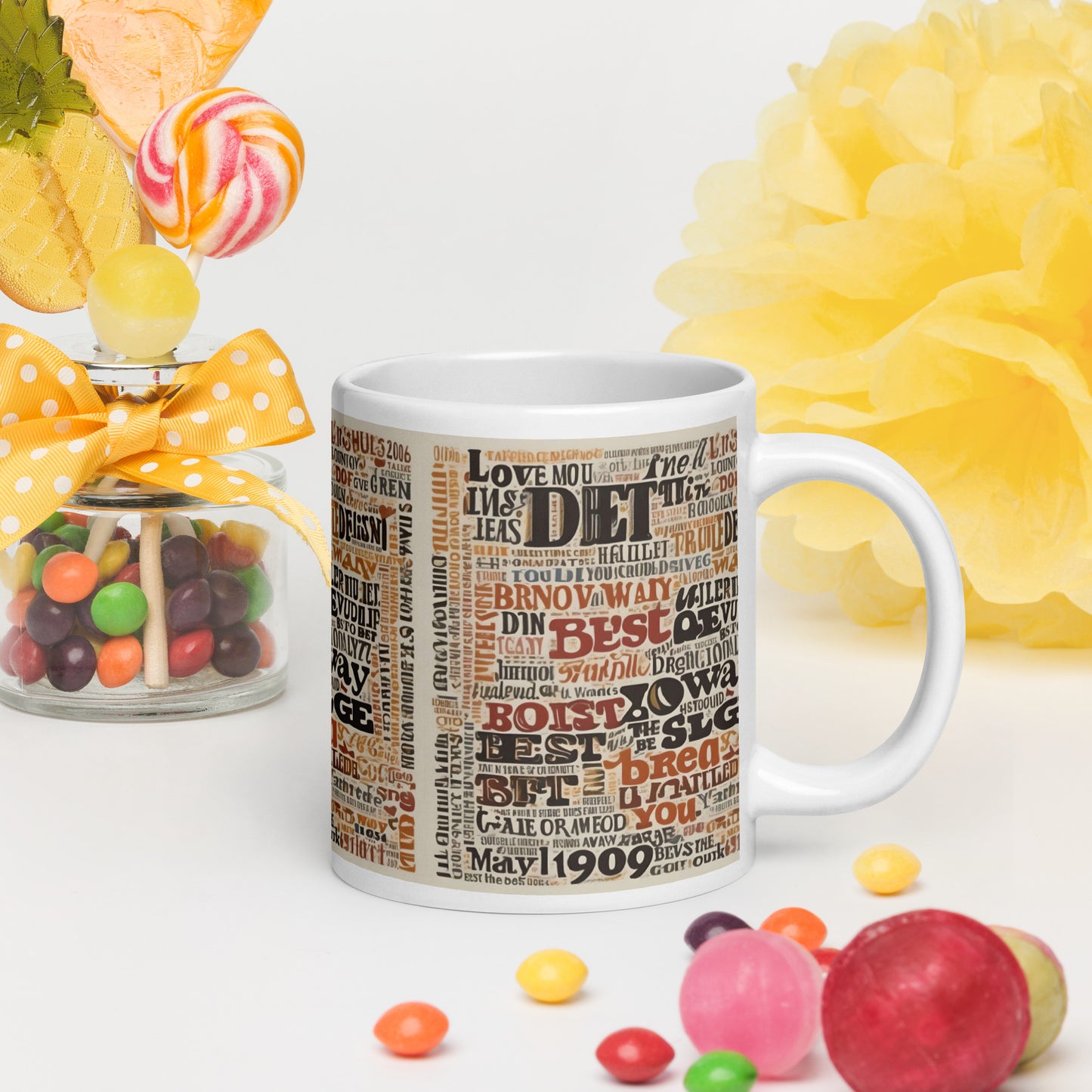 White glossy mug / Christmas gift / Mug cool text design