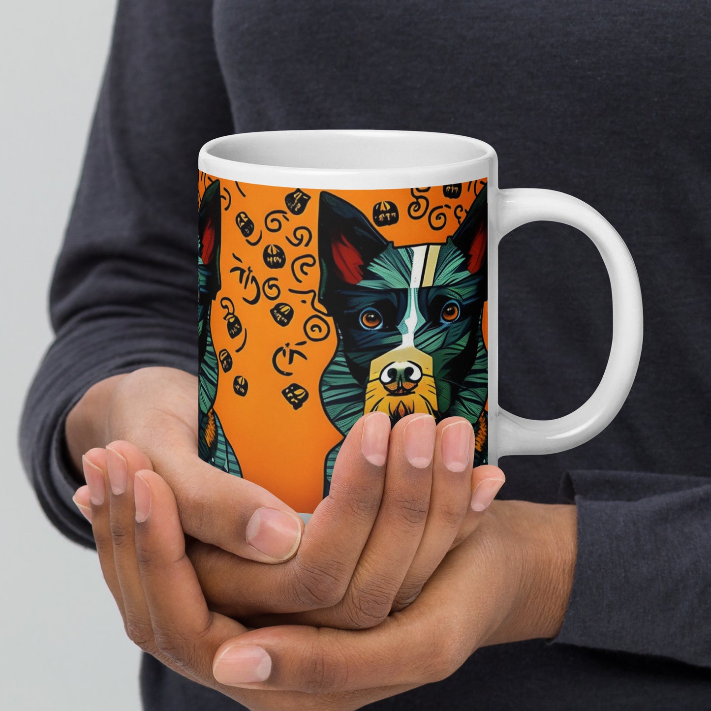 White glossy mug / Halloween gift / Dog lovers gift