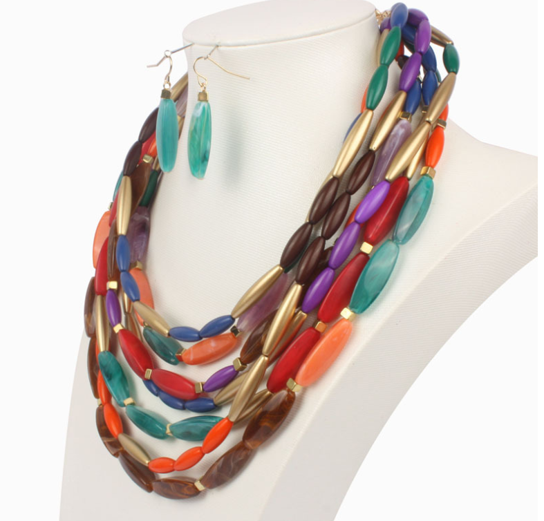 Fashion Color Beads Multi-layer Jewelry Set