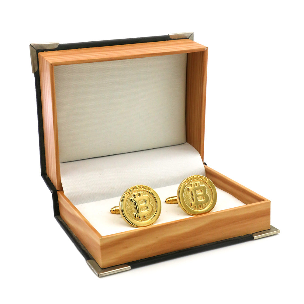 Men's Gold Bitcoin Cufflinks Spot Business