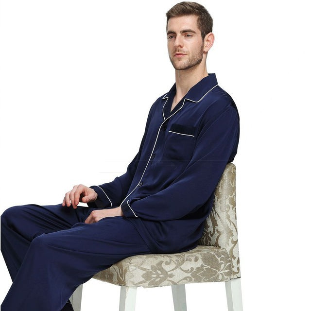 blue silk man pajama