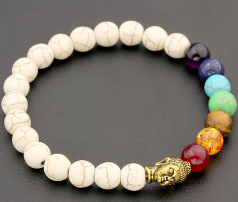 Jewelry Accessories 8mm Seven Chakra Yoga Volcanic Rock Buddha Head Bracelet