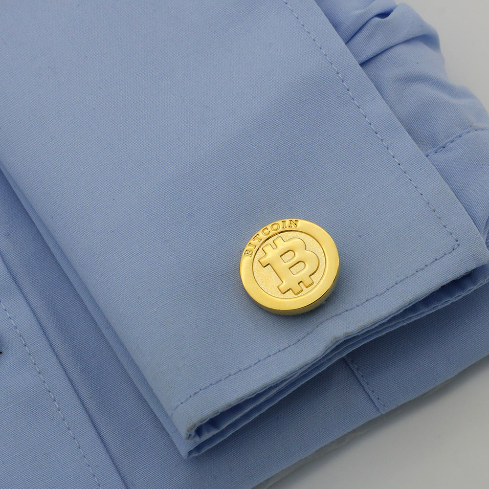 Men's Gold Bitcoin Cufflinks Spot Business