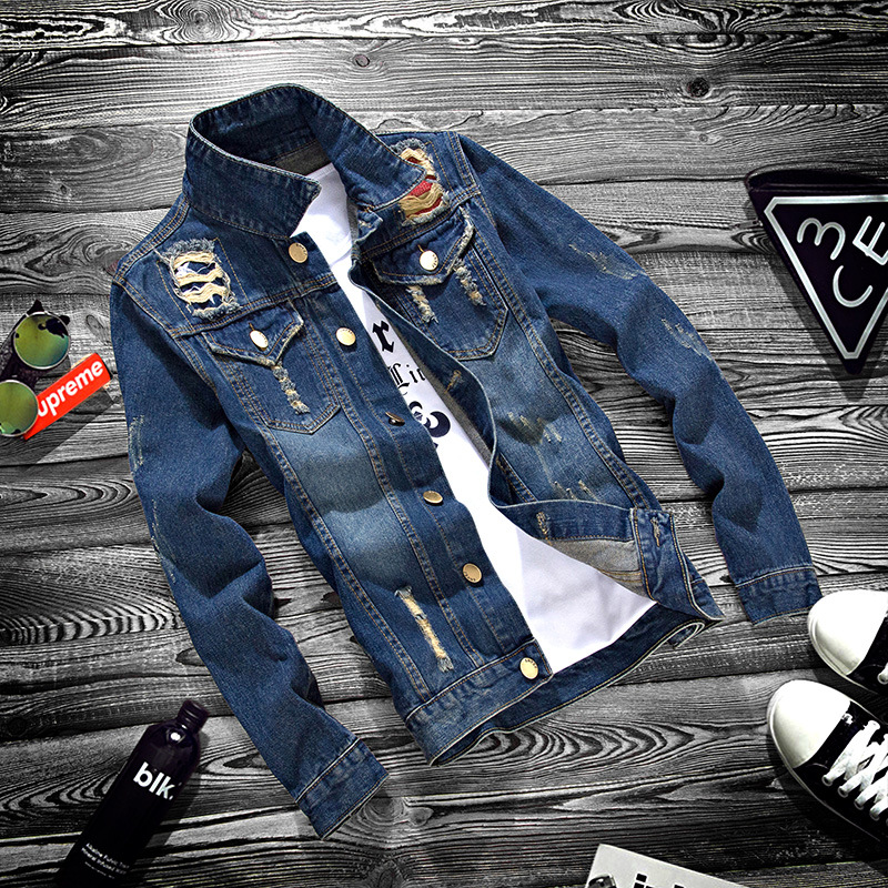 Fashion lapel men's denim jacket jacket men casual