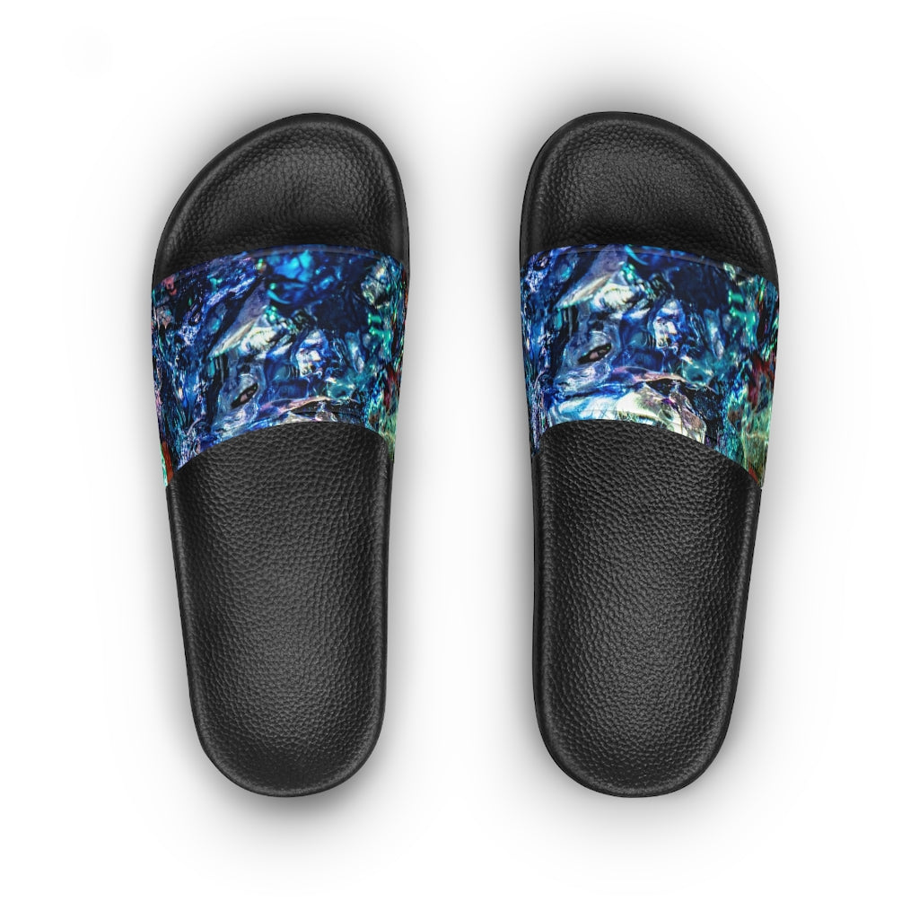 Women's Slide Sandals with Blue colorful design (shipping to Europe, US & Canada, est. shipping time to Europe 10-15 days, to US  & Canada 15-30 days)