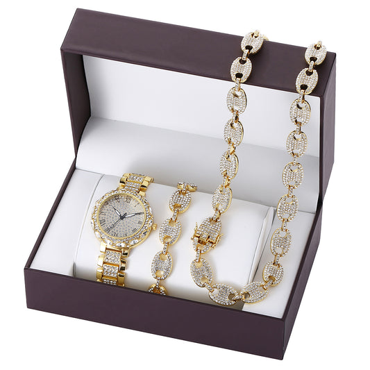 Diamond steel band quartz watch