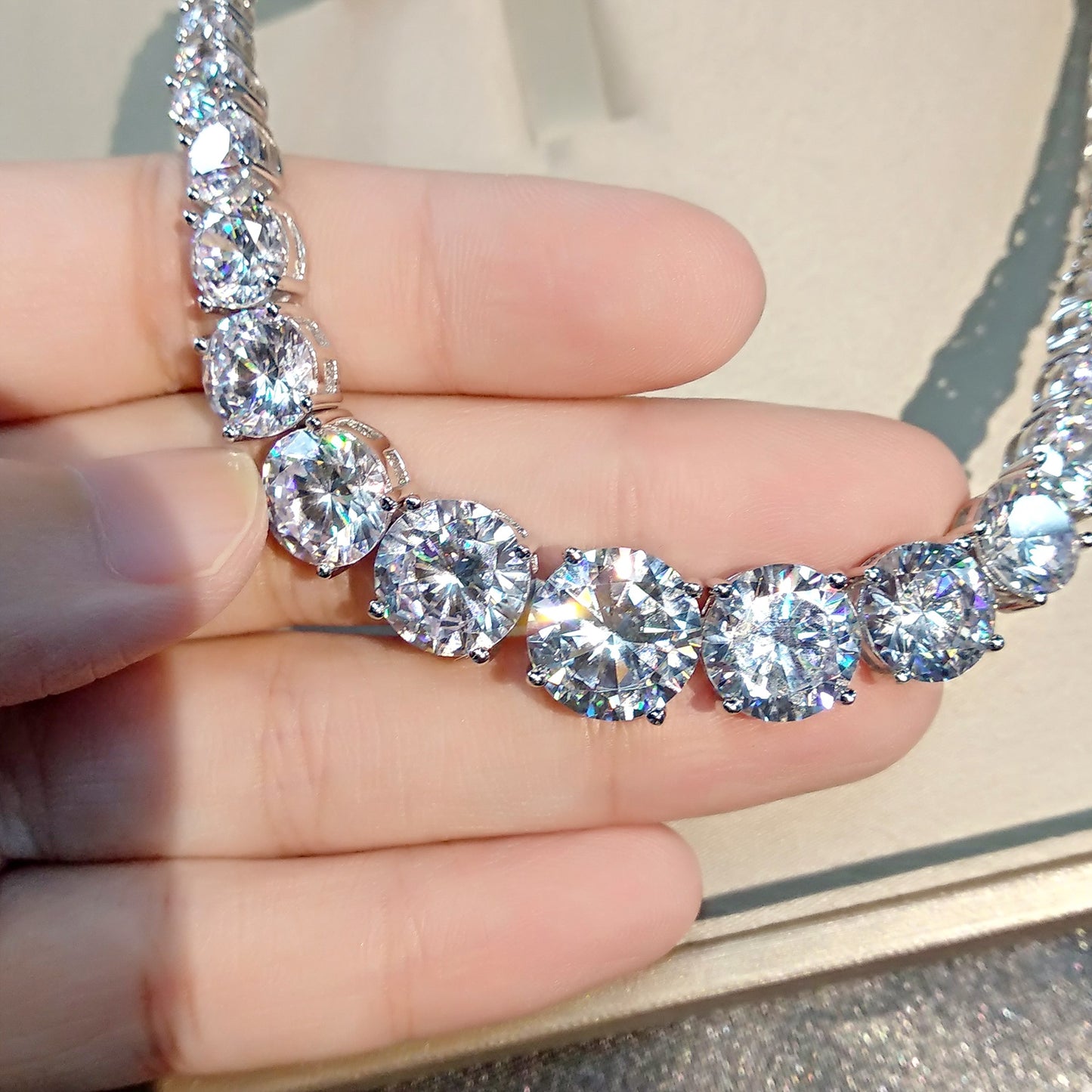 Silver Diamond Necklace 