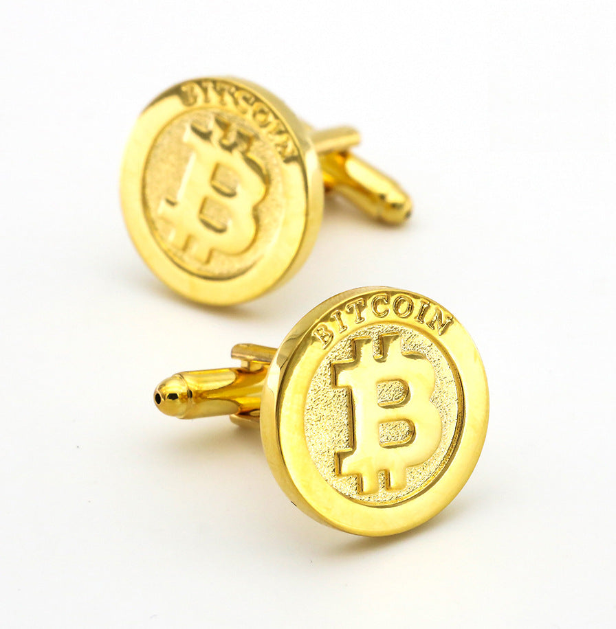 Men's Gold Bitcoin Cufflinks Spot Business