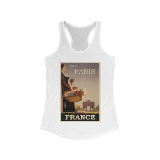 Women's Ideal Racerback Tank with Vintage Visit Paris France design (shipped to USA & Canada)