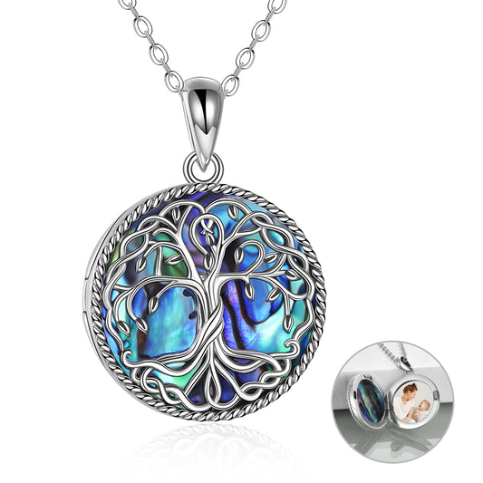 Tree of Life Locket Necklace Jewelry for Women Sterling Silver Celtic