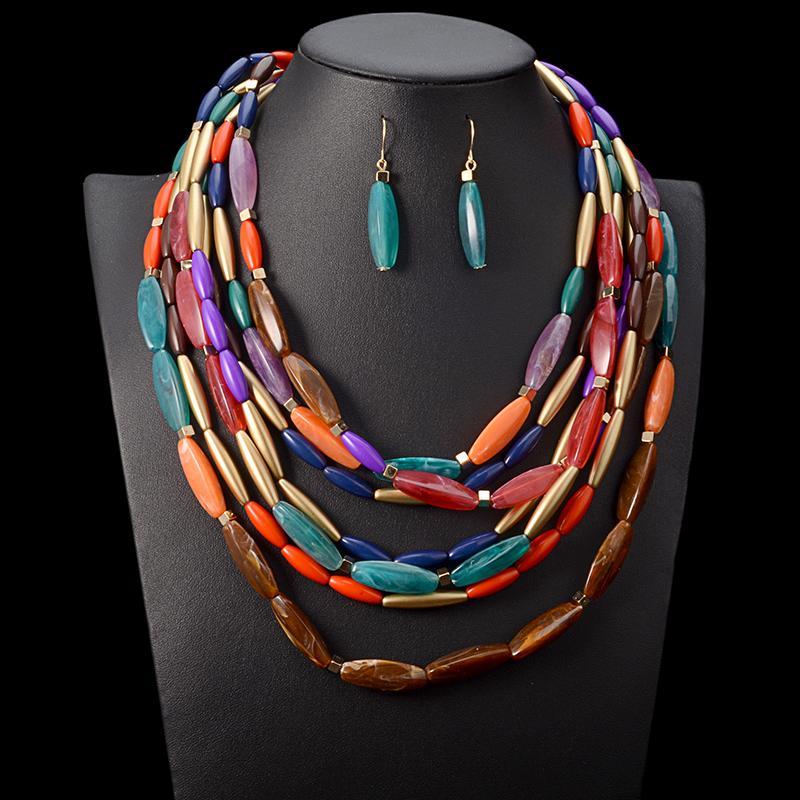 Fashion Color Beads Multi-layer Jewelry Set