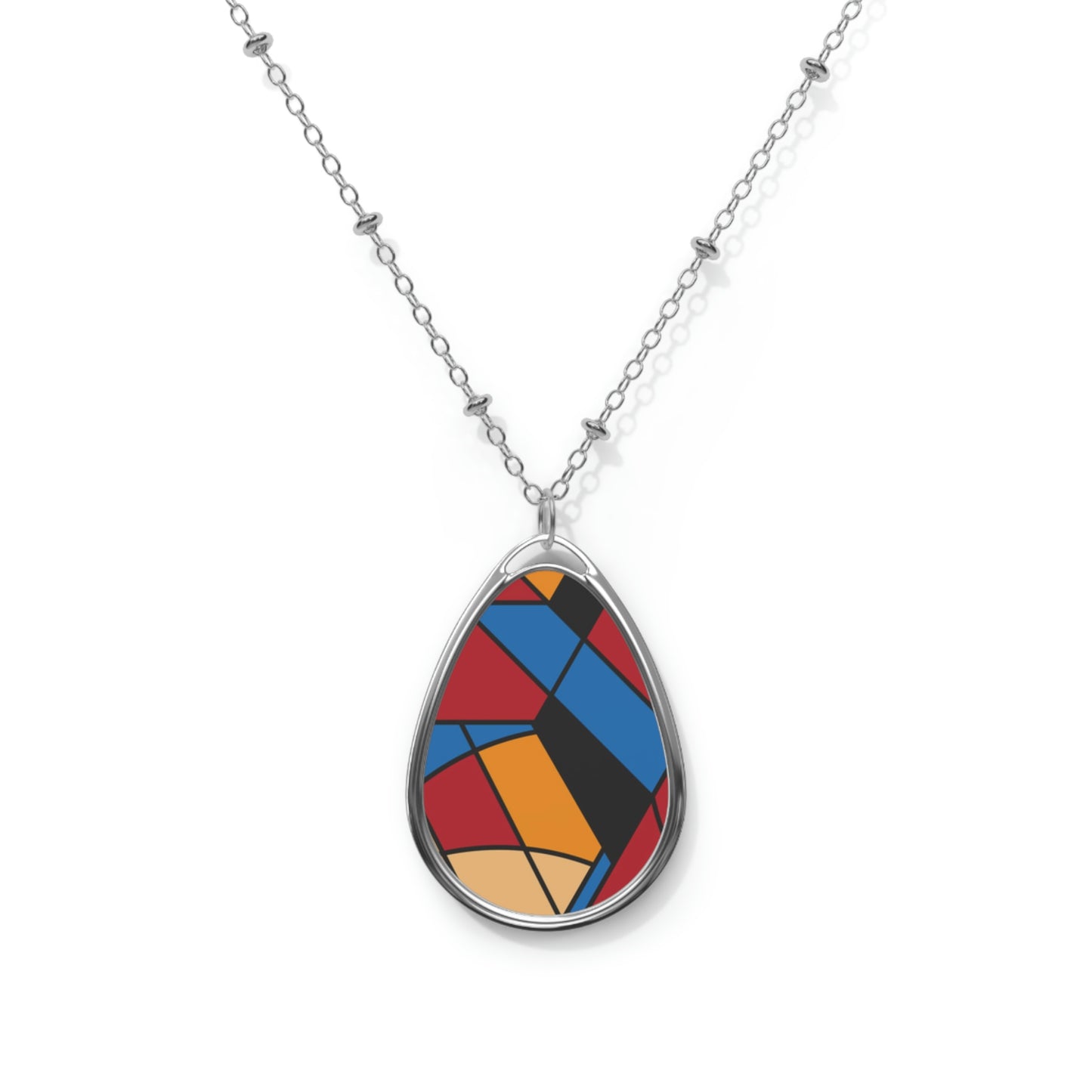 Personalized jewerly - Oval Necklace with Piet Mondrian design