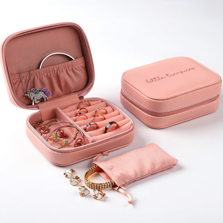 Creative pu jewelry box portable earrings ring jewelry leather jewelry storage box