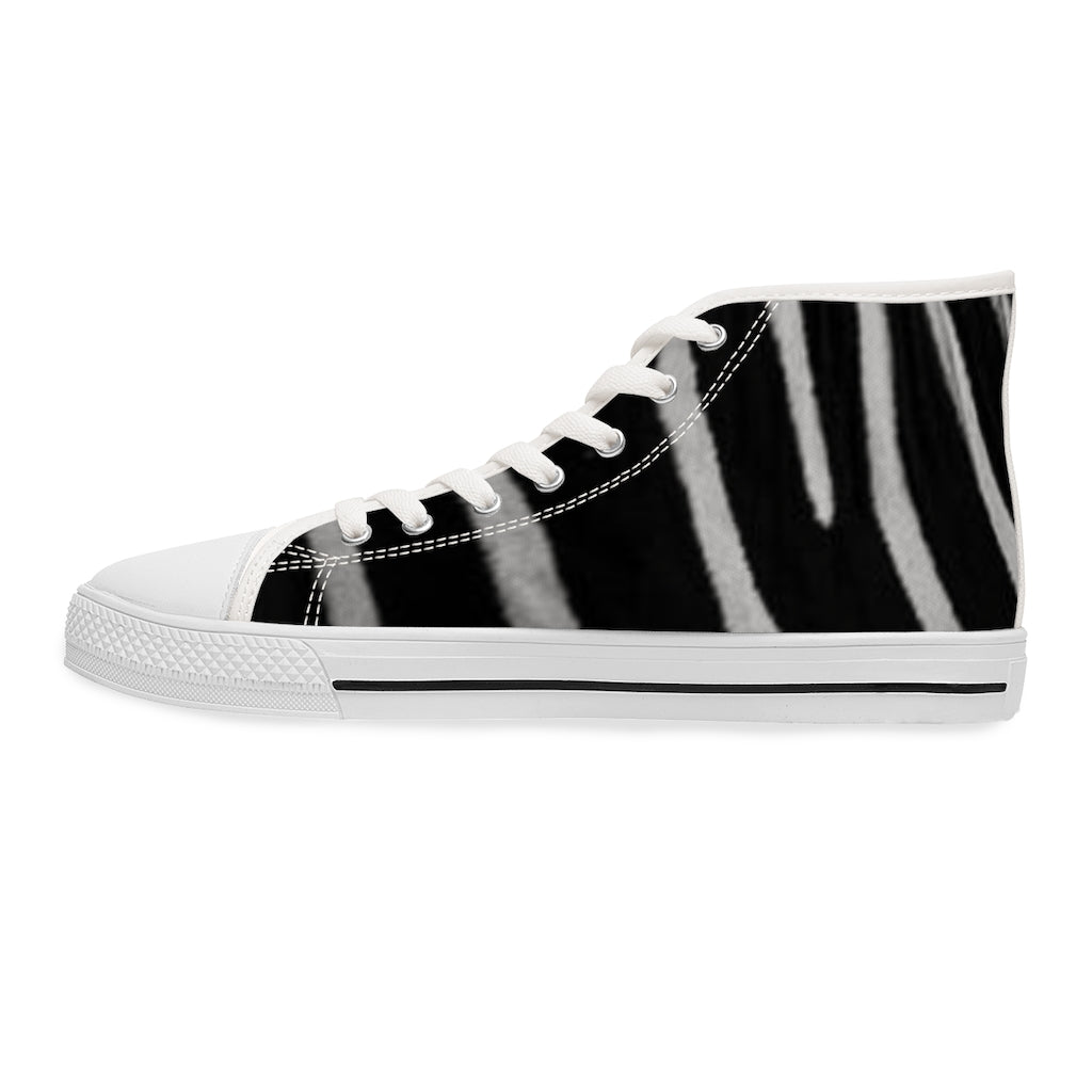Women's High Top Sneakers with Zebra Photo by Pierre Lemos (shipping to US, Canada & Europe)
