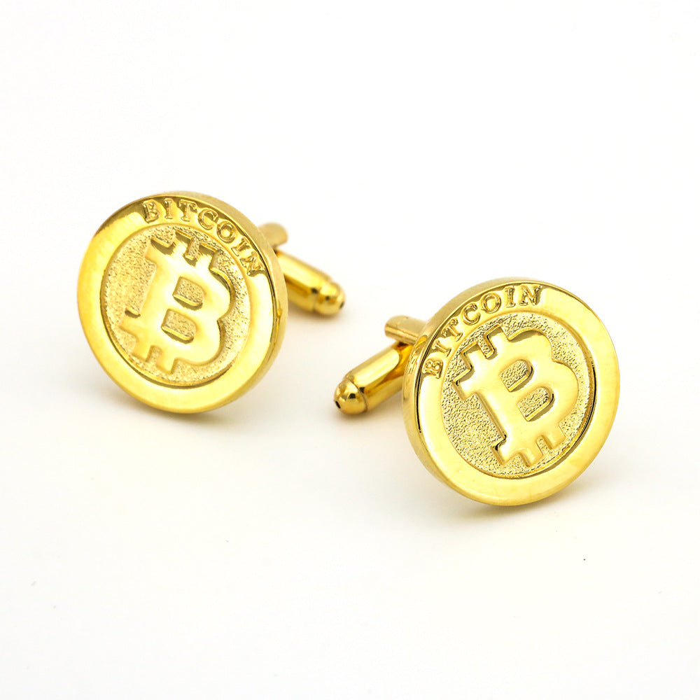 Men's Gold Bitcoin Cufflinks Spot Business