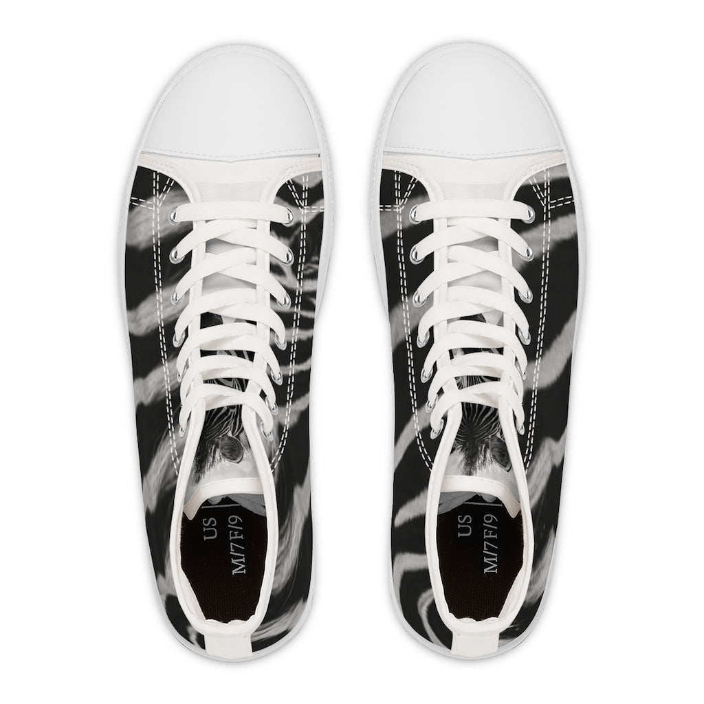 Women's High Top Sneakers with Zebra Photo by Pierre Lemos (shipping to US, Canada & Europe)