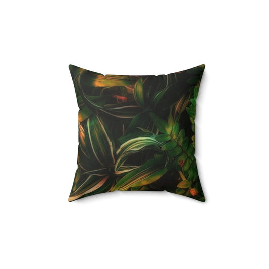 Square Pillow (US origin) with colorful forest design (shipping to US, Canada and Europe)