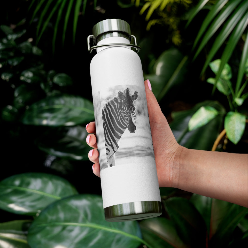 Copper Vacuum Insulated Bottle, 22oz with Zebra print photo by Pierre Lemos (shipped to USA & Canada)