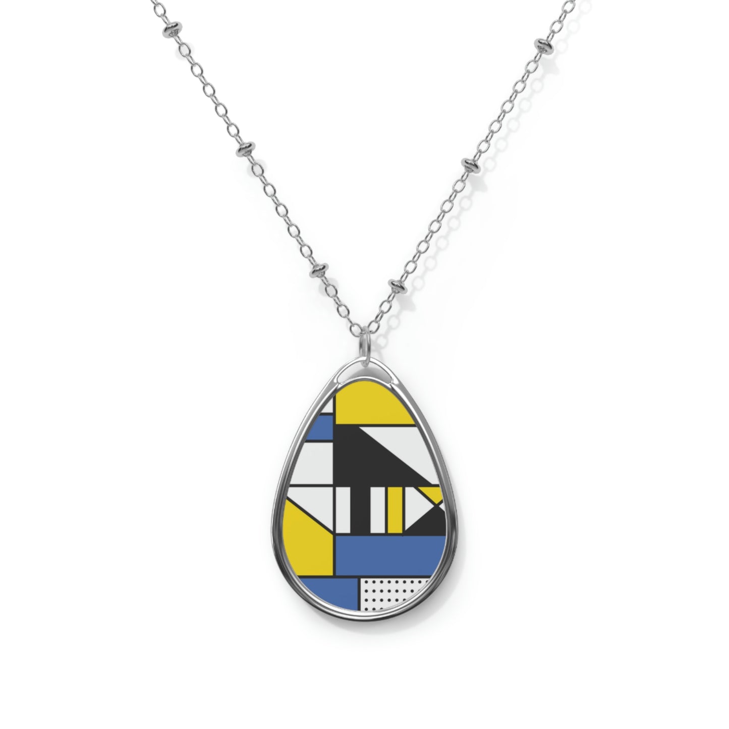 Personalized Jewerly Oval Necklace Piet Mondrian