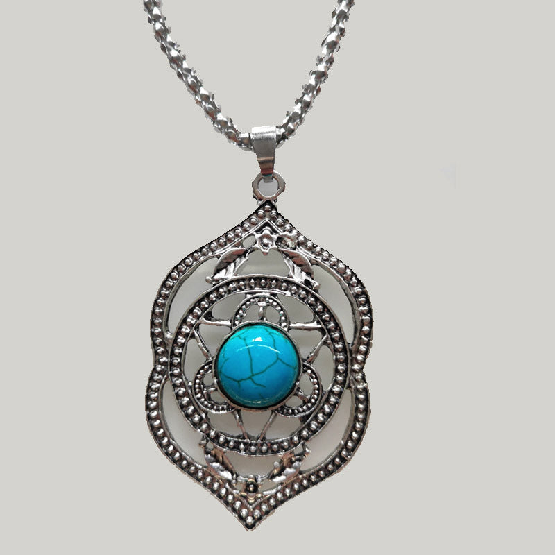 Vintage Jewelry Turquoise Ethnic Style Earring Necklace Bracelet Jewelry Set