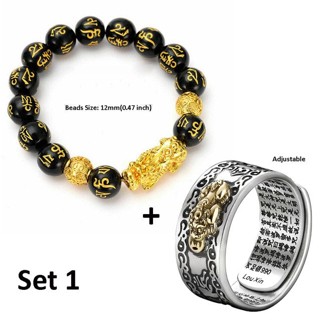 Unisex Chinese Feng Shui Pixiu Bracelet Ring