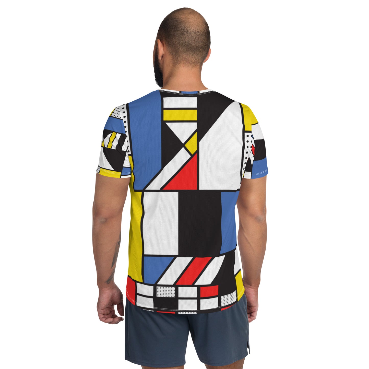 All-Over Print Men's Athletic T-shirt with Piet Mondrian design sourced Vecteezy.com